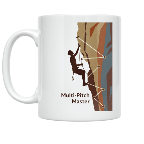 Multi-Pitch Master Climber Design - Rock Climbing Enthusiast - 11 oz Ceramic Coffee Mug