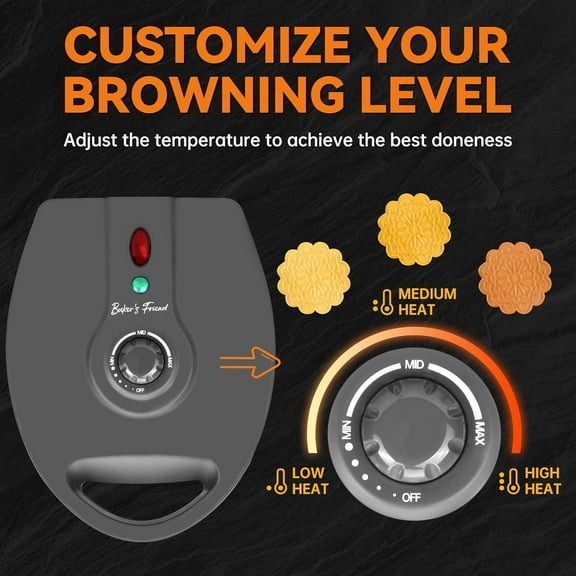 Multi Pizzelle Maker Electric, Stroopwafel Iron, 4 x 4.5'' Pizzelle Waffle Cookies Maker with Temperature Control, Ideal for Holidays, Parties & More, Great Choice for Gift, Graphite