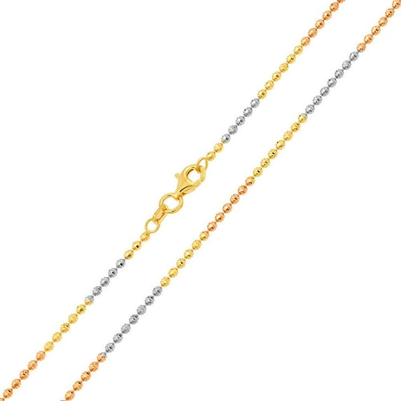 Multi Plated 925 Sterling Silver Diamond-Cut Bead Ball 025 Chain 2.4mm Italy 16" Jewelry Female