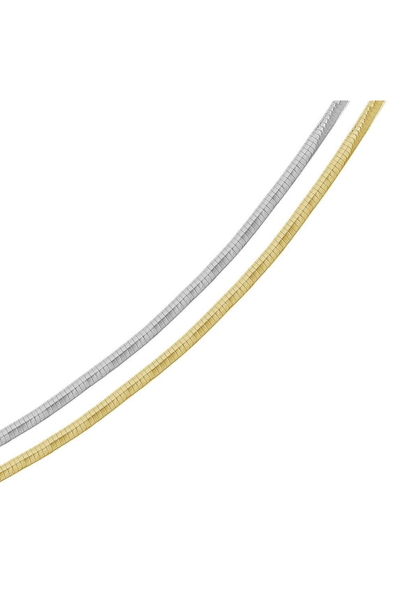 Multi Plated 925 Sterling Silver Reversible Flat Omega Chain 3mm Made in Italy 20" Jewelry Female