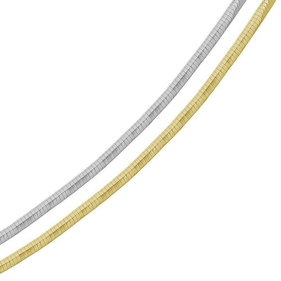 Multi Plated 925 Sterling Silver Reversible Flat Omega Chain 4mm Made in Italy 18" Jewelry Female
