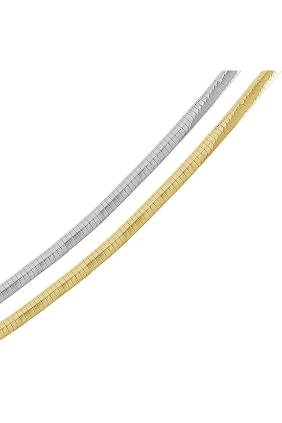 Multi Plated 925 Sterling Silver Reversible Flat Omega Chain 6mm Made in Italy 20" Jewelry Female