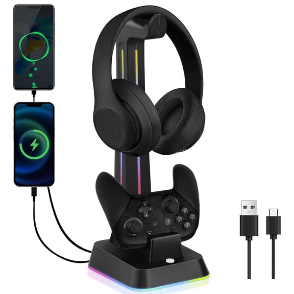 Multi-Platform Gaming Controller Charging Dock with LED Lighting Modes, 2 USB Ports, Smart Charging System Compatible with PS5/PS4/Xbox/Switch Pro Gamepad-for Switch
