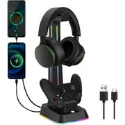 Multi-Platform Gaming Controller Charging Dock with LED Lighting Modes, 2 USB Ports, Smart Charging System Compatible with PS5/PS4/Xbox/Switch Pro Gamepad-for Xbox