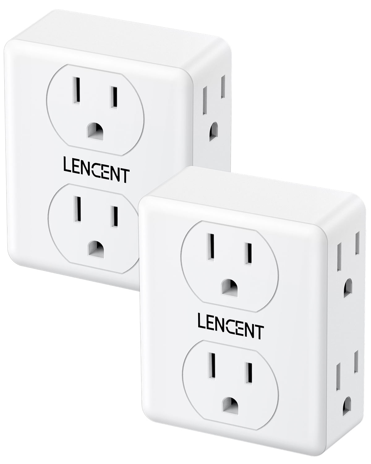 Lencent White 2-Pack 6-Outlet Plug Adapter
