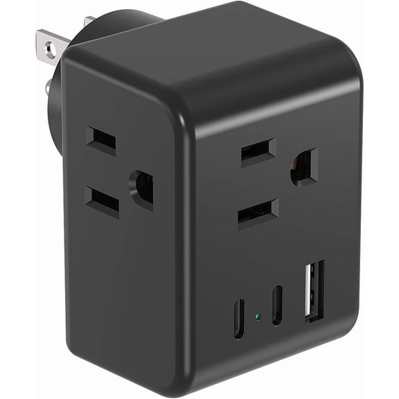 Multi Plug Outlet Extender, Power Strip Non Surge Protector  Outlet Splitter with 3  Wall  (2  C), Multiple Outlet Expander for Cruise, Dorm, Travel, , Office(Black)