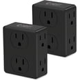 thumbnail image 1 of Multi Plug Outlet Splitter, Unidapt Multiple Outlet Extender Box with 6 Electrical Outlets, Wall Tap Power Plug Expander for Home Office Hotel Dorm Essentials, 2-Pack Black, 1 of 5