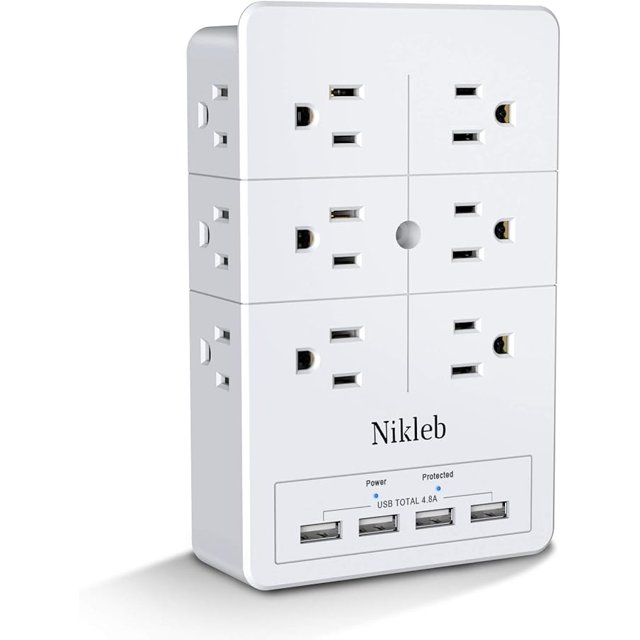 Multi Plug Outlet Surge Protector Nikleb, 12 Electrical Outlet Extender