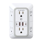 Multi Plug Outlet Surge Protector Wall Charger6 Outlet Extender with 4 USB Charging Ports (4.8A Total) 3-Sided 1050J Power Strip Adapter Spaced Outlets for Home Indoor