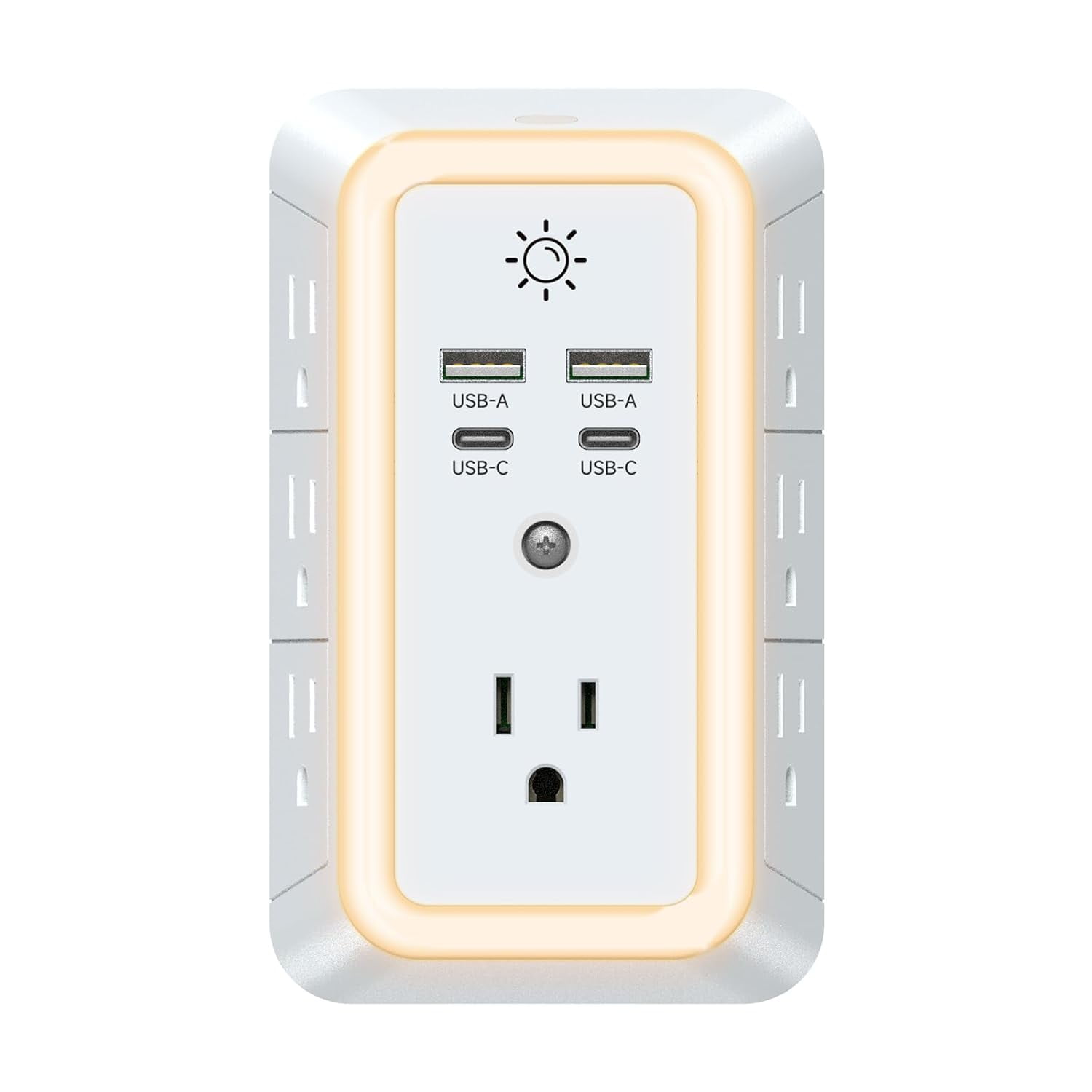 Multi Plug Outlet, USB Wall Char r, Sur Protector, 7 Outlet Extender with 4 USB Charging Ports (2 USB C) 1680J Power Strips Outlets with Night Light, Wall Plug Adapter Spaced for Home Travel Office