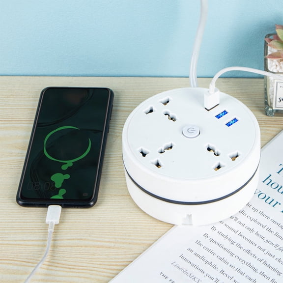 Multi Plug Power Strip, Extension Cord Surge Protector with Multiple USB Outlets, Safety Socket Door Charging Station for Home Living Room Office Dorm Room Laptops Smartphones