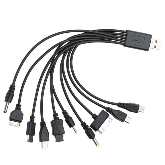 Multi Plug USB Cable Charging USB Adapter Cable Data Wire Cord 10 in 1 Multifunction USB Data Cable 20cm