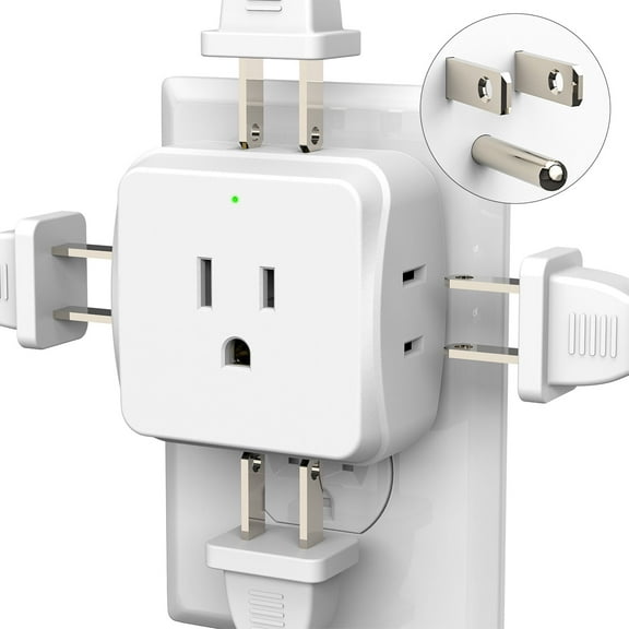 DEPOW Multi Plug Wall Outlet 1 Pack, 5 Outlets Plug Adapter,Outlet Splitter Cruise Ship Essentials, Wall Outlet Extender for Travel, Home, Office, Dorm, Cruise Ship