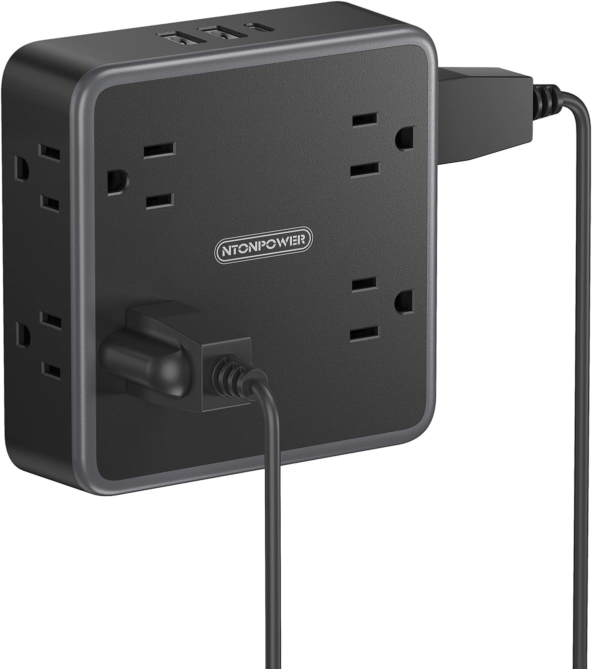 Multi Plug Wall Outlet Extender with USB Ports(1 USB C), Wall Surge ...