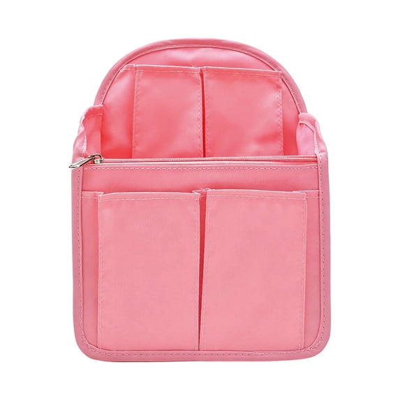 Multi Pocket Backpack Insert Organizer Lightweight Shoulder Bag Divider Pink Tone