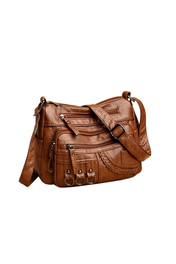 Multi-Pocket Bag 9.84x7.09x3.54in PU Organizer Handbag Black Brown Red Textured Shoulder Purse Compact Work Tote Essential Structured Purse Functional Compartment Travel Ready Bag