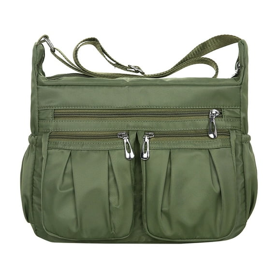 Multi-Pocket Canvas Crossbody Bag - Water-Resistant, Adjustable Strap, Unisex - for Sports/Travel/College, Large Capacity, Fashionable