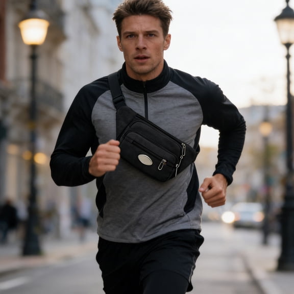 Multi-Pocket Canvas Waist Pack Fanny Pack for Men Adjustable Belt Bag Water Resistant Tool Phone Bag for Hiking Cycling Running Travel Sports and Outdoor Activities