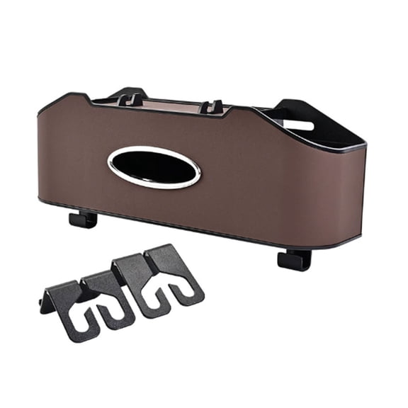 Multi-Pocket Car Back Seat Organizer for Travel and Family, Front Seat Caddy with Beverage Cup Holders and Tissue Box