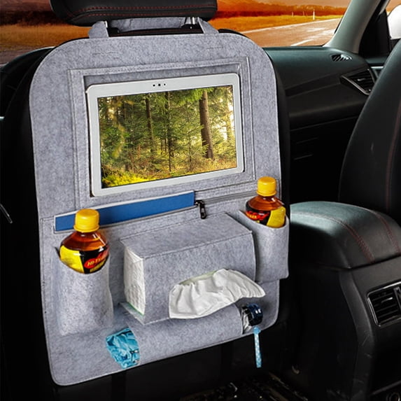 Multi Pocket Car Seat Back Organizer Storage Bag, Vehicle Hanging Holder, Trunk Caddy, Travel Accessory Bag Durable Non Woven Fabric, for SUV Minivan Truck Road Trip, Auto Seatback Pocket, Gray