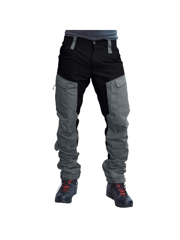 Multi-Pocket Cargo Pants for men with Side Pockets and Relaxed Fit, Durable Cargo Pants for Hiking Camping Fishing Outdoor Work Yard Tasks Weekend Adventures Black M