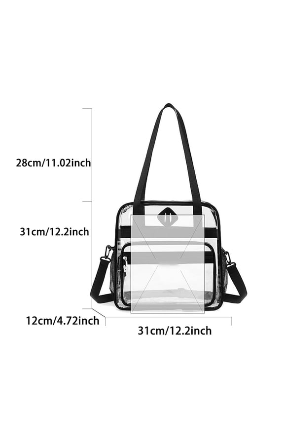 Multi-Pocket Clear Bag, Transparent Shoulder Bag for School Concert Sports Event Travel