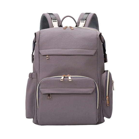 Multi-Pocket Diaper Bag Backpack Large Capacity Oxford Mommy Bag for Baby Care, Grey
