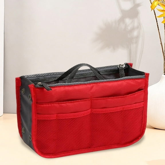 Multi-Pocket Handbag Organizer Insert, Divided Purse Liner Tote Bag Organizer with Handle