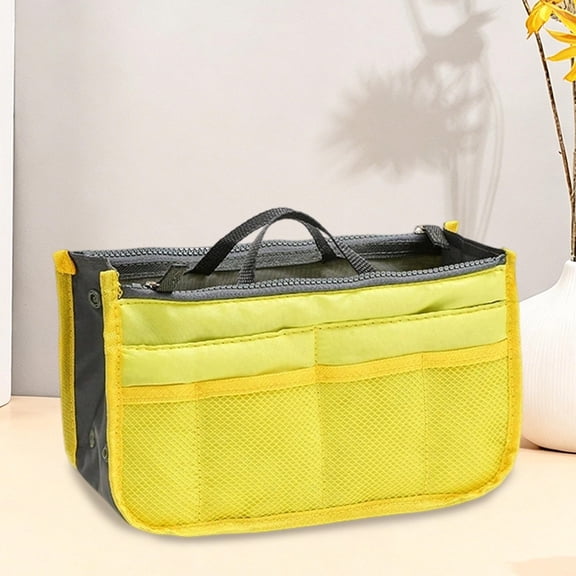 Multi-Pocket Handbag Organizer Insert, Divided Purse Liner Tote Bag Organizer with Handle