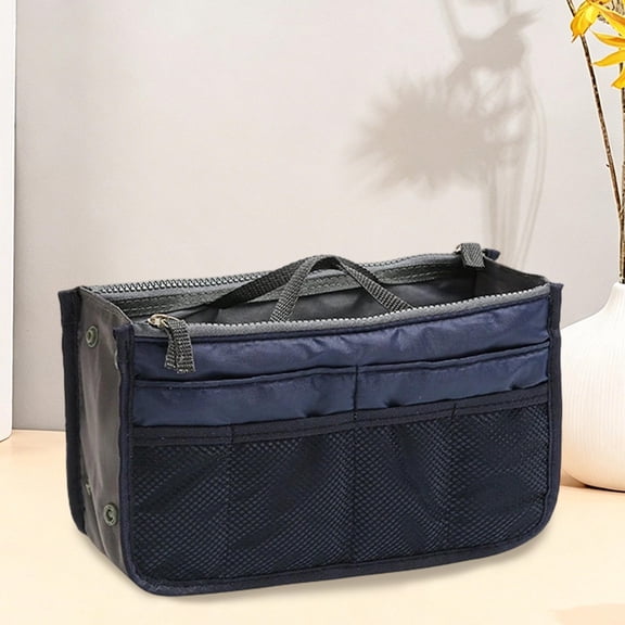 Multi-Pocket Handbag Organizer Insert, Divided Purse Liner Tote Bag Organizer with Handle