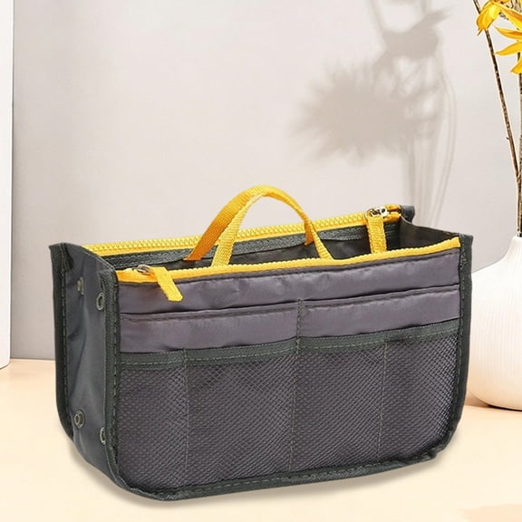 Multi-Pocket Handbag Organizer Insert, Divided Purse Liner Tote Bag Organizer with Handle
