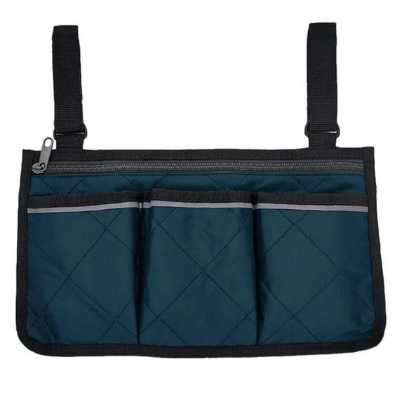 Multi Pocket Hanging Organizer for Wheelchair Walker Stroller with Zipper Closure and Adjustable Straps for Storage
