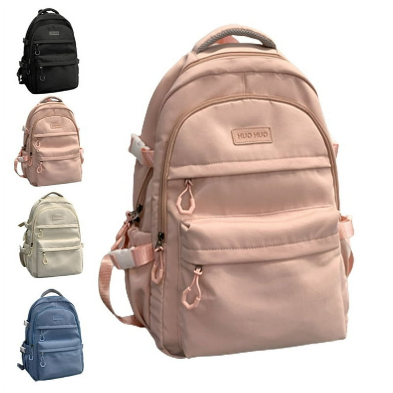 MAIDOU Multi Pocket Nylon Backpack Travel Rucksack Casual Backpack School Bag for Women Student Teenagers Pink