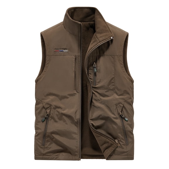 Multi-Pocket Padded Fishing Vest, Adult Mens Fishing Vest Pack, Brown