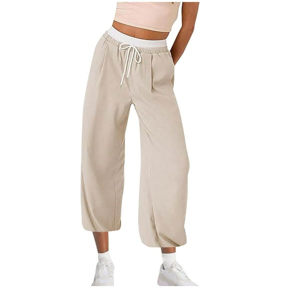Multi-Pocket Slacks MIUOWANP Women's Solid Color Fashionable And Comfortable High Waisted Workwear Pants With 8 Pockets For Casual Wear Beige XXL