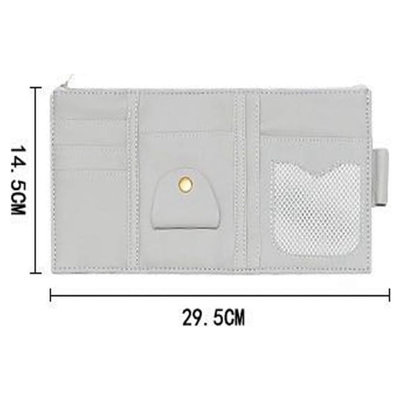 Multi-Pocket Visor Organizer Storage Pouch for Cars SUV Trucks with Double Zippers Elastic Bands