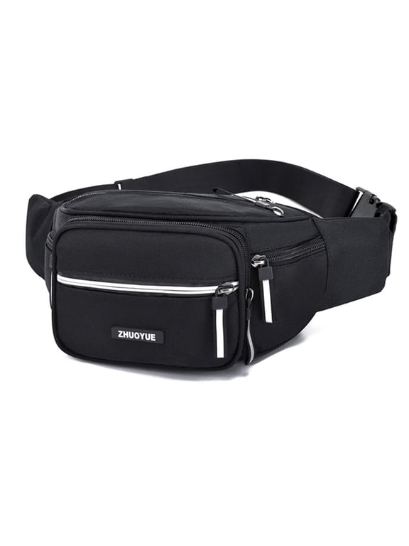 Multi-Pocket Waist Bag, featuring 6 zippered pockets and an adjustable shoulder strap. Waterproof, stain-resistant, durable, and breathable. Unisex crossbody waist bag suitable for everyday st