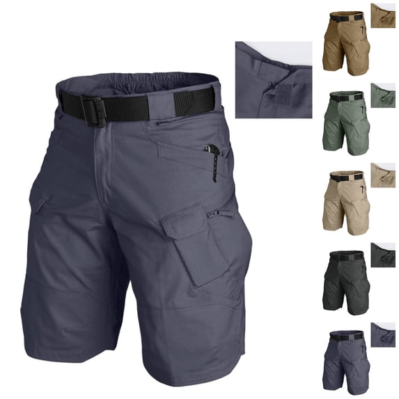 Multi Pocket Work Tactical Shorts for Men Outdoor Casual Painters Shorts Military Combat Hiking Cargo Shorts (No Belt) Gray 4XL