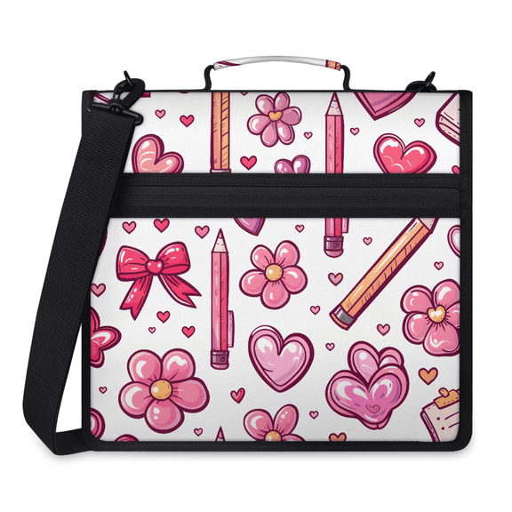 Multi Pocket Zipper Binder, 3 Ring A4 Folder with Handle and Shoulder Strap, Large Capacity Portable Document Organizer Bag for Papers, Tablet, Essentials, 13.78 Inch