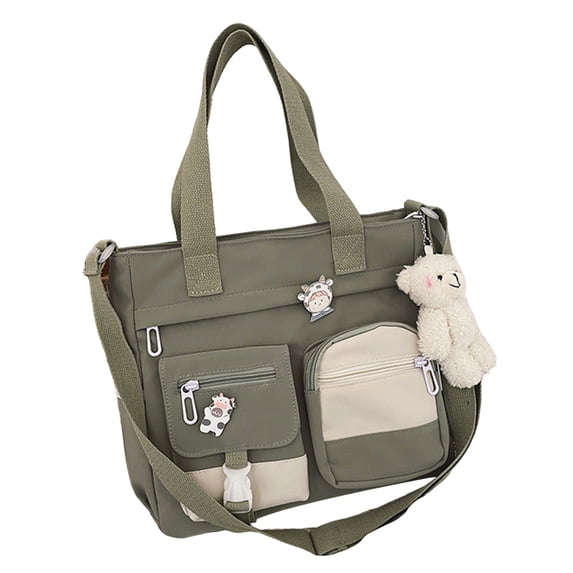 Multi-Pockets Crossbody Bag for Women, Adjustable Messenger Bag with Pendant for School Daily (B)