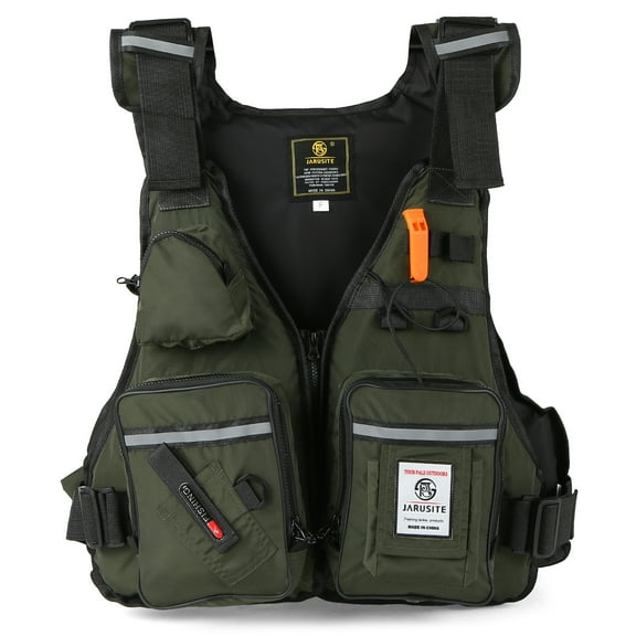 Multi-Pockets Fly Fishing Jacket Vest with Water Bottle Holder for Kayaking Sailing Boating Water Sports