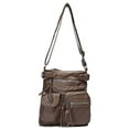 thumbnail image 1 of Multi Pockets Soft Washed Leather Crossbody Bag Grey Mud, 1 of 1