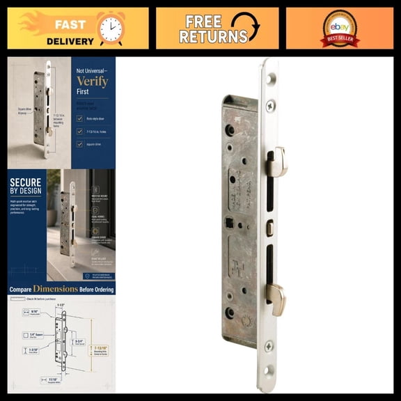 Multi-Point Sliding Door Mortise Latch, Secure Locking System, 7/32" Square Drive