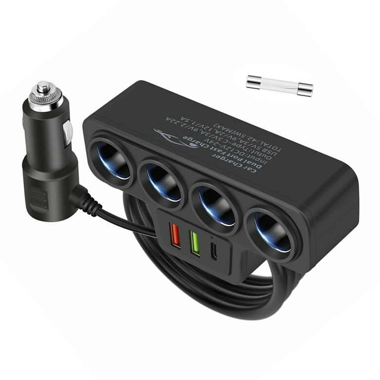 Multi-Port Car Cigarette Lighter Splitter Fast Charge 3 Devices  Simultaneously, 120W Power Output