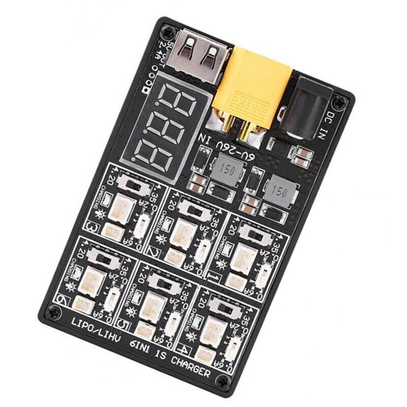 Multi-Port LiHV Battery Charger Board Supports 2-6S Batteries, Independent Switchable Charging, Long Service Life