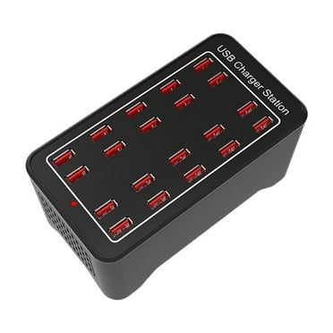6-Port USB Desktop Charging Station - Fast Charger Hub With 5V/4.9ft Cable, White