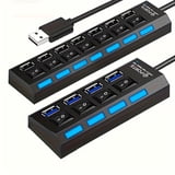 Multi-Port USB Hub with Independent Switches, Universal USB Connector ...