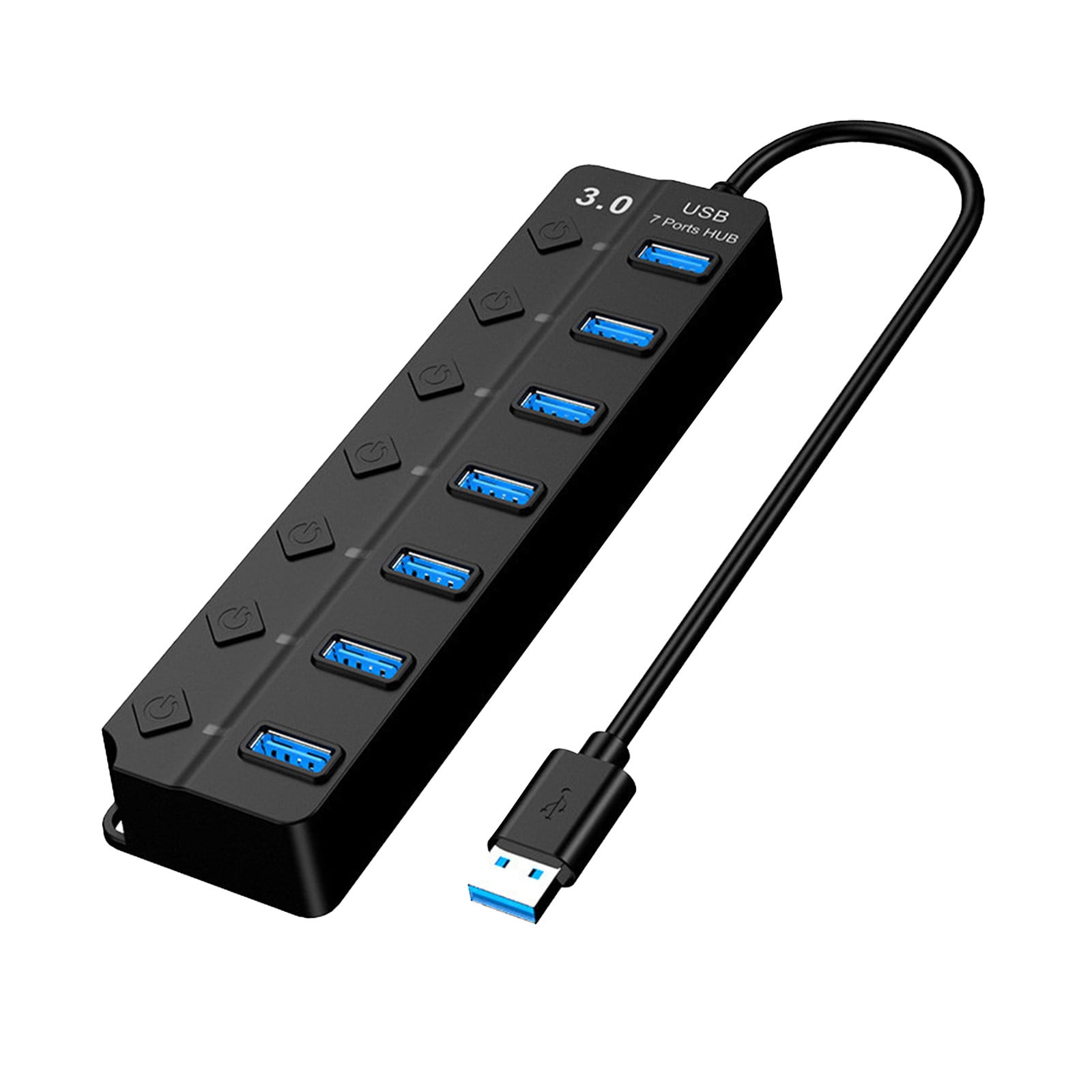 Port USB Splitter 7 Port USB 3.0 Hub USB A Port Data Hub With Independent On/Off And LED Indicators Lights For Laptop PC Computer Mobile Flash Drive And More