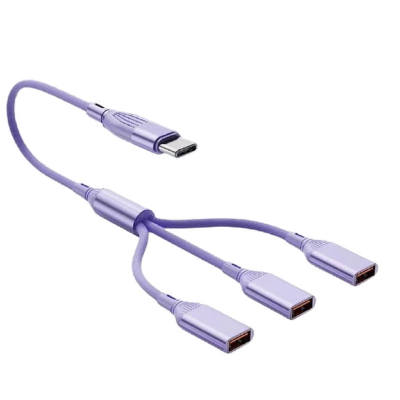 Multi Port USB2.0 Type C Adapter 3 Device Charging For Computer Car Home Office and Metal