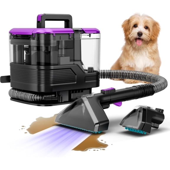 Multi-Portable Carpet and Upholstery Cleaner, 21Kpa Carpet Cleaner Machine, Deep Stain Cleaning for Carpet, Seats, Pets, Couches, with Dual Brush & Large Removable Tank(Purple)